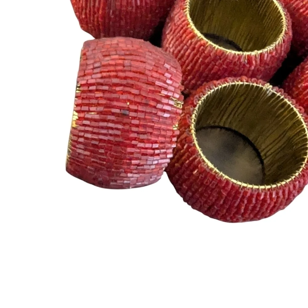 High Quality Red Beaded Napkin Holder